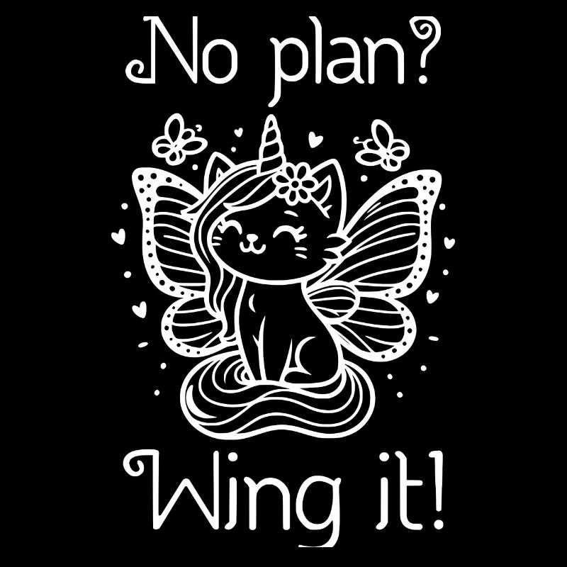 No Plan Wing It winged unicorn cat