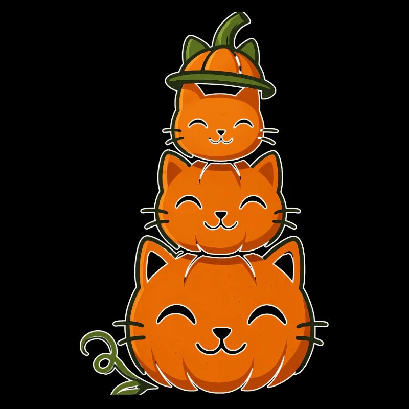 Fröhliche Kürbiskatzen-Stack