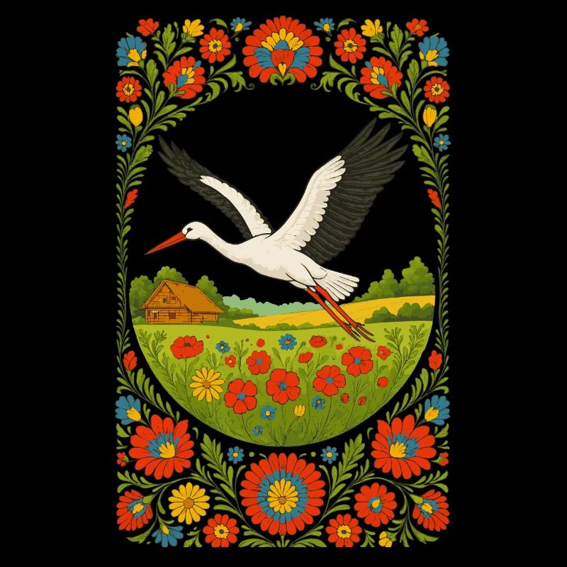 Polnischer Volksstorch Blumenkunstwerk