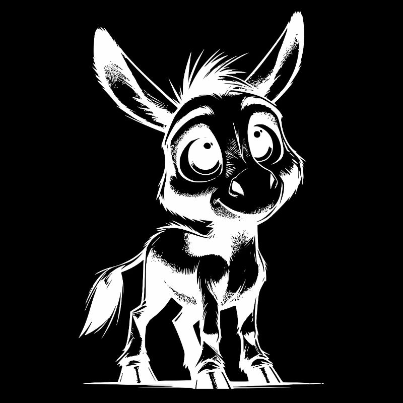 Petit Petit Âne Mignon Dessin au Crayon