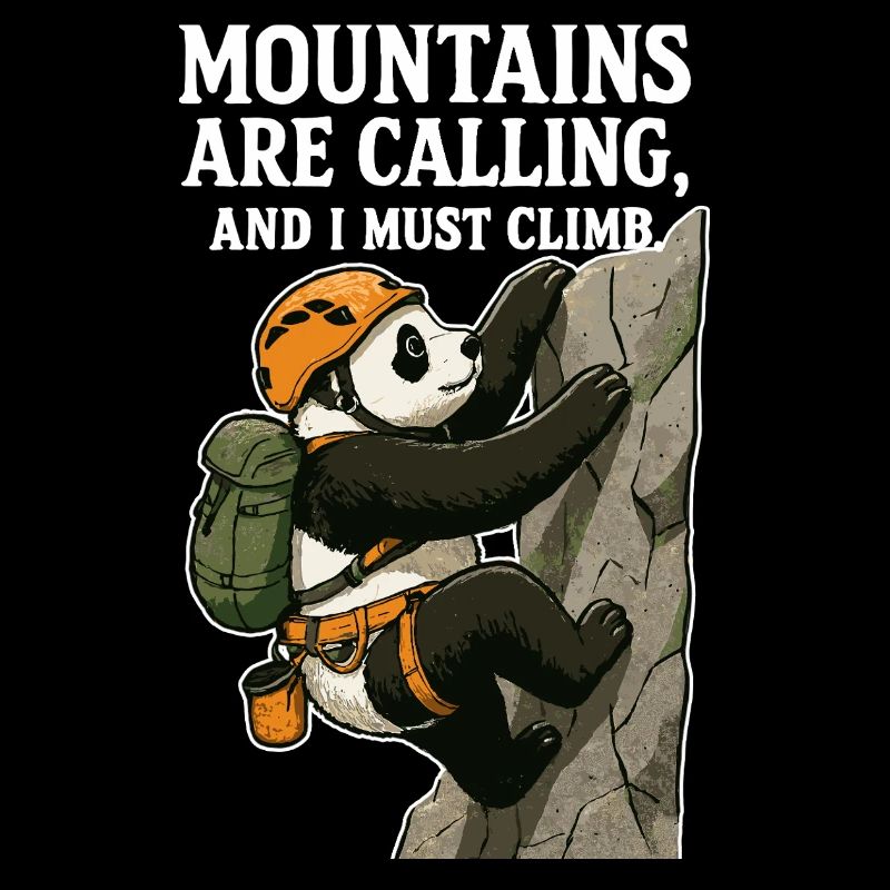 Funny climbing panda bouldering