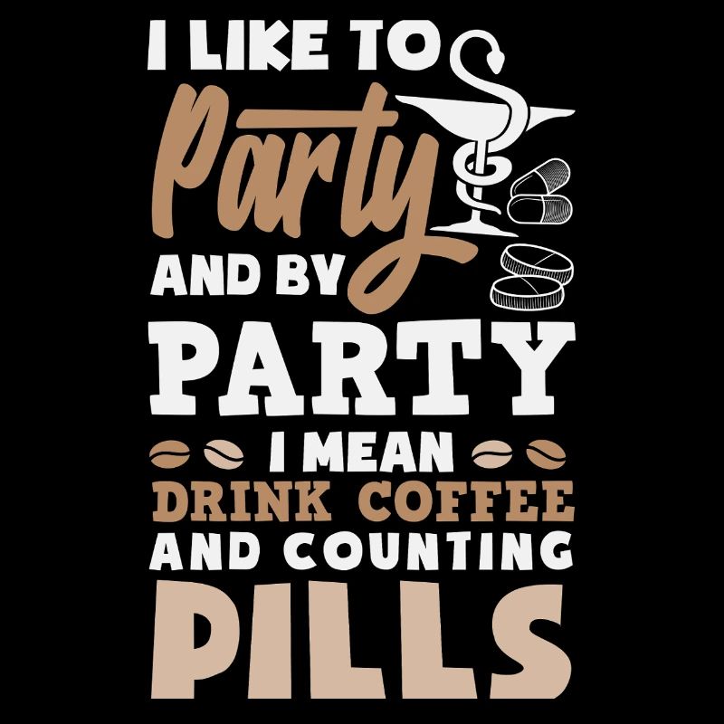 Fête, boisson, café, comptage les pilules, pharmacien