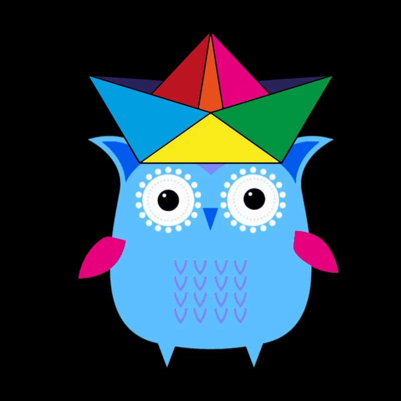 eule ,boot,papierhut,bunt,illustration