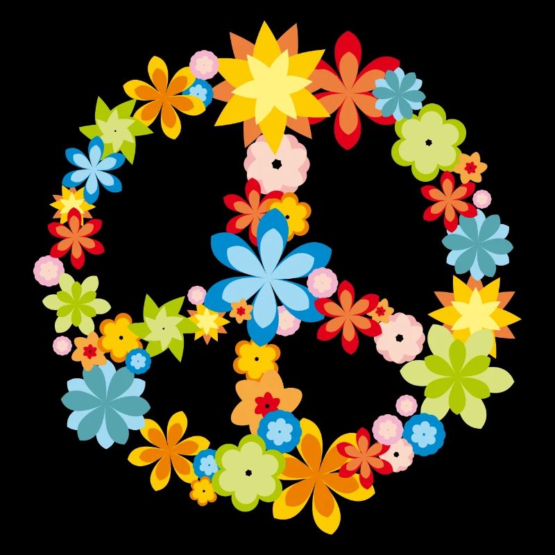 Peace / Paix symbole de fleurs