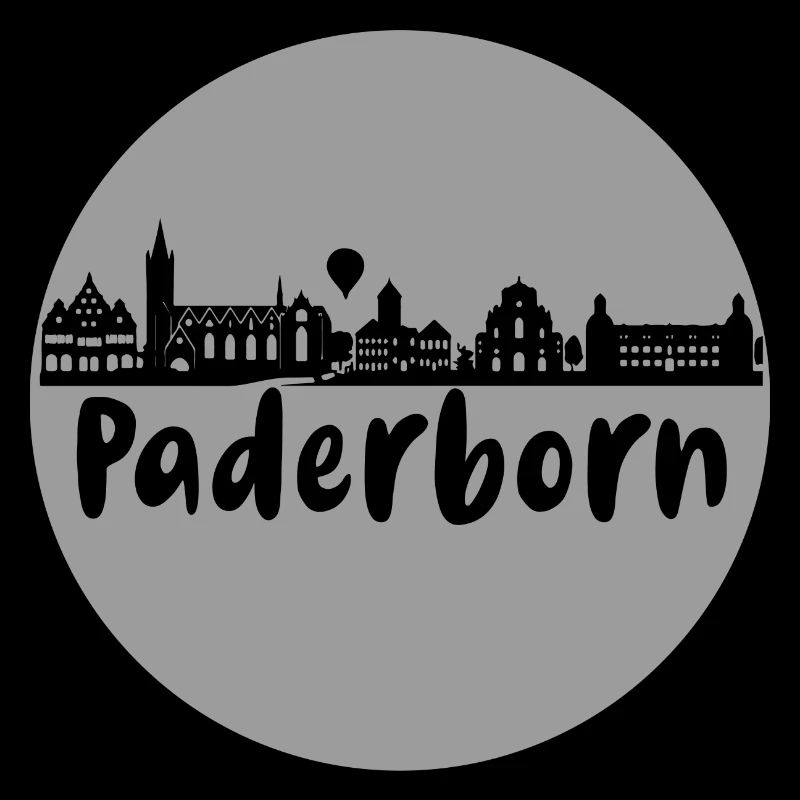 paderborn, skyline, kreis, scherenschnitt, grau