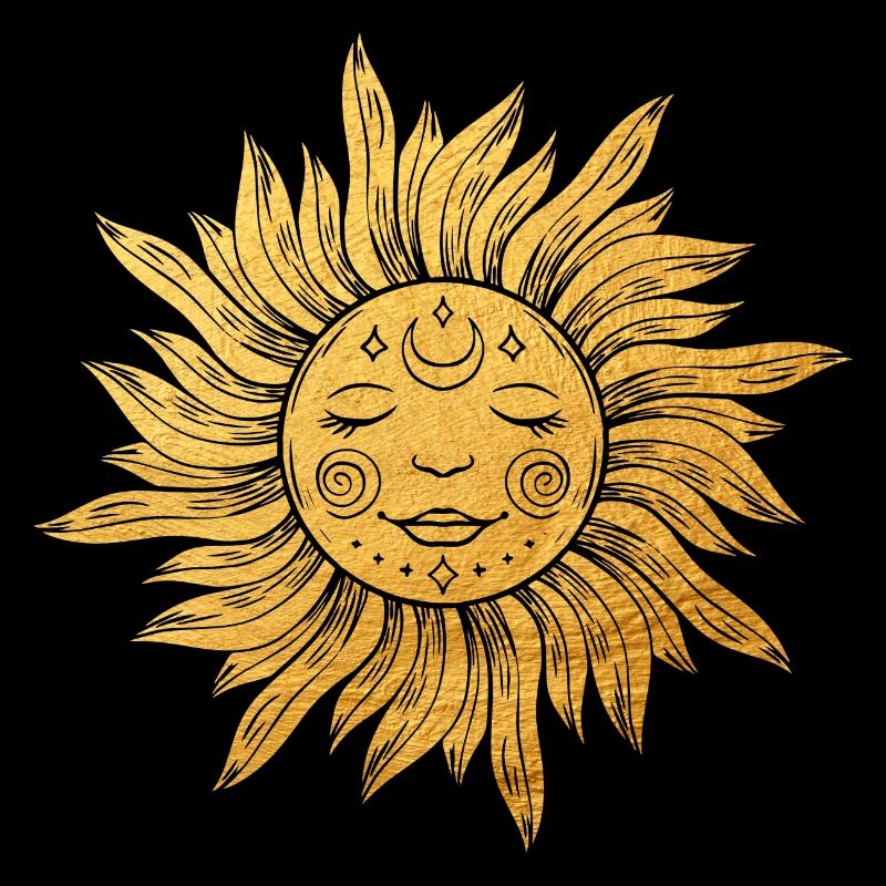 Sonnengesicht mit Strahlen, esoterisch, mystisch