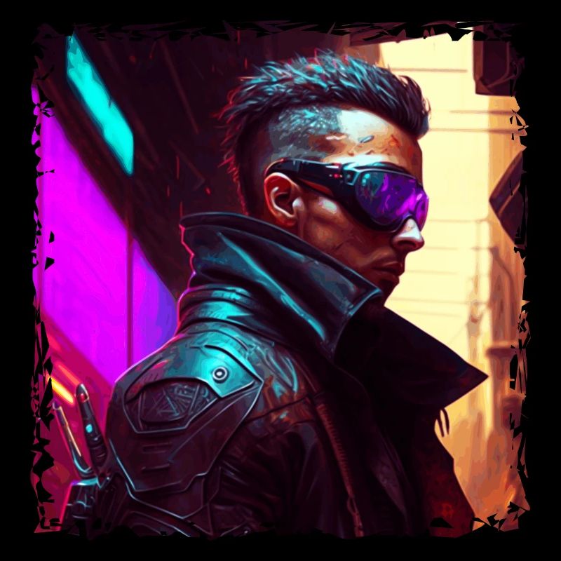Cyborg Soldat in Neon High Tech Cyberspace Look