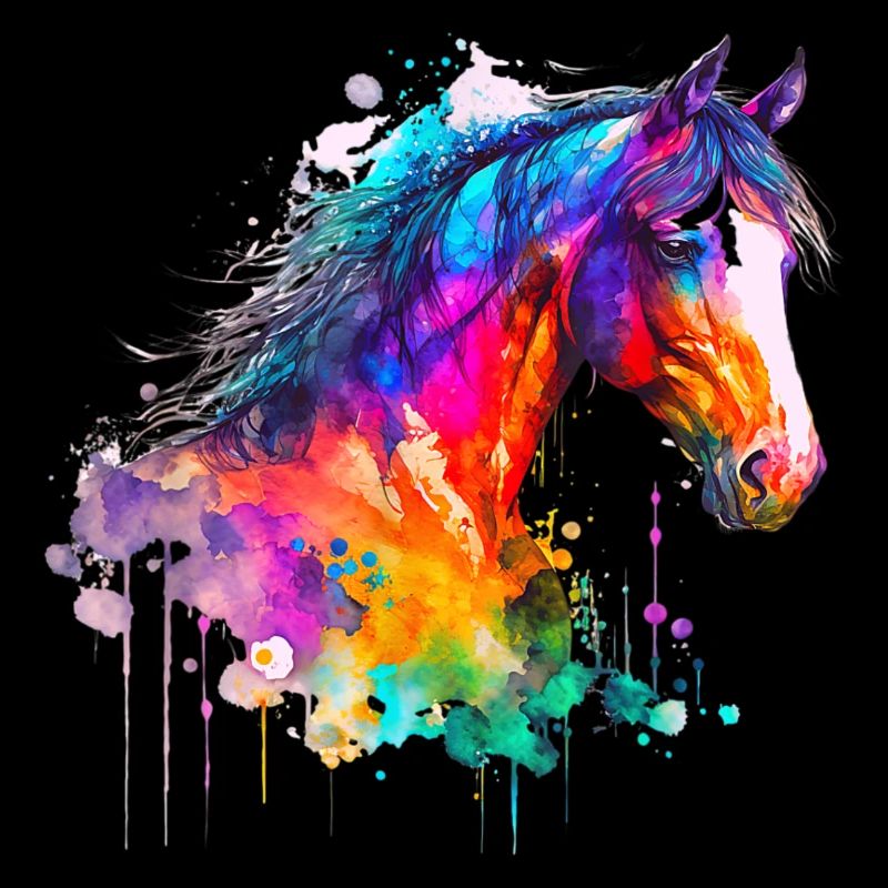 Idée Passion Chevaux Cavalier Aquarelle Splash Art