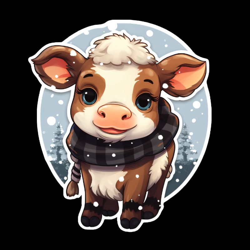 Kälbchen im Winter mit Schal