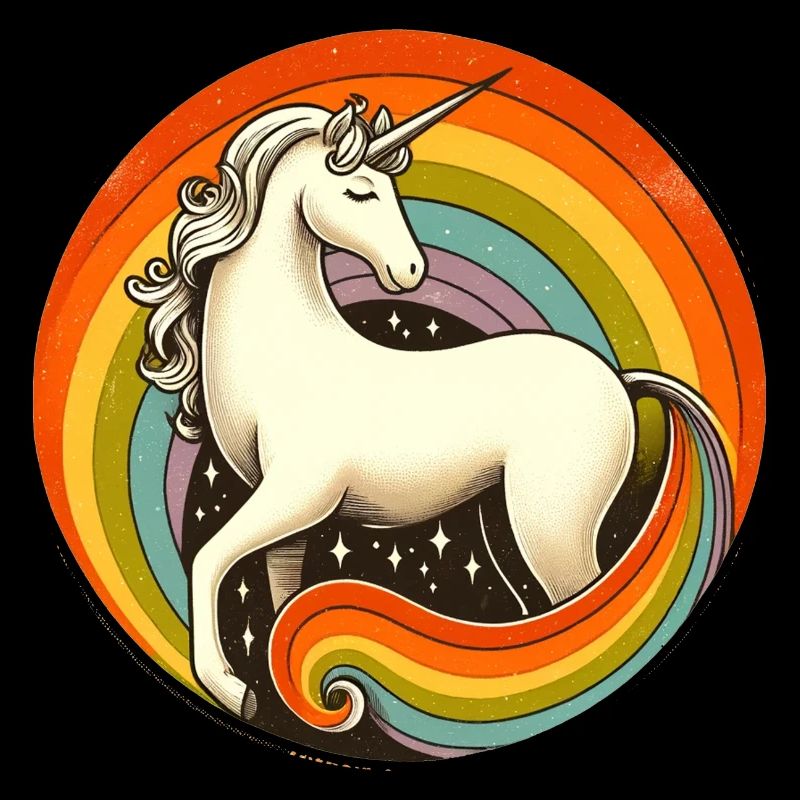 Retro 1980 Regenbogen Einhorn
