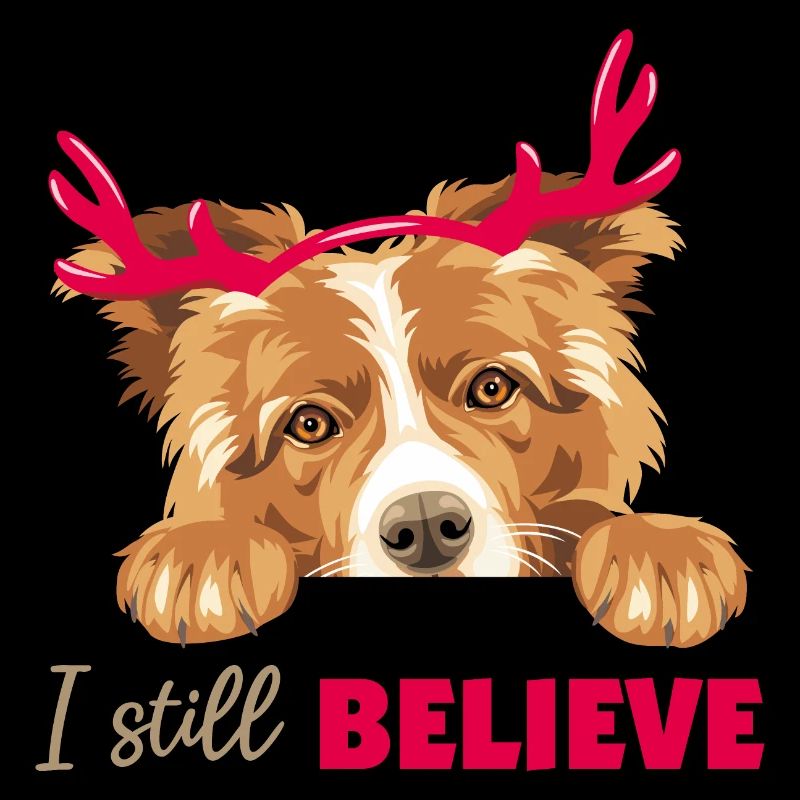 Chien Collie mignon avec des cornes de cerf de Noël