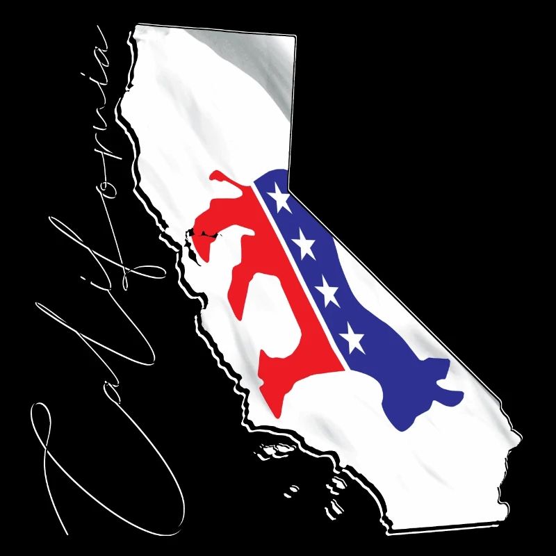 Democrat Flag in California State Map CA