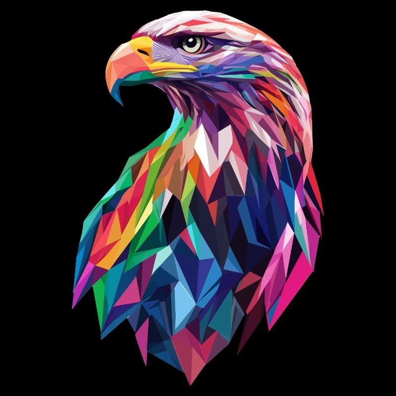 tête d’aigle Low Poly Art Logo Design Coloré