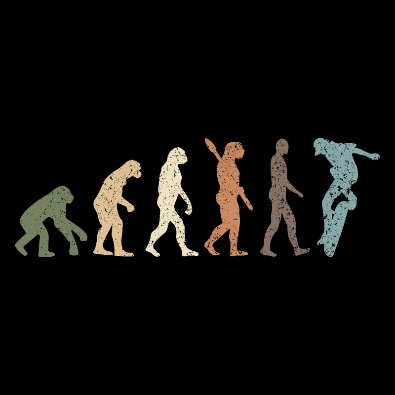 Funny Retro Evolution Of Man Skateboard