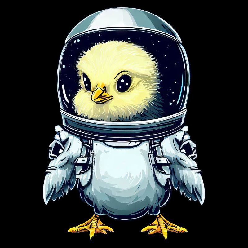 Chicken and chick astronauts, creative