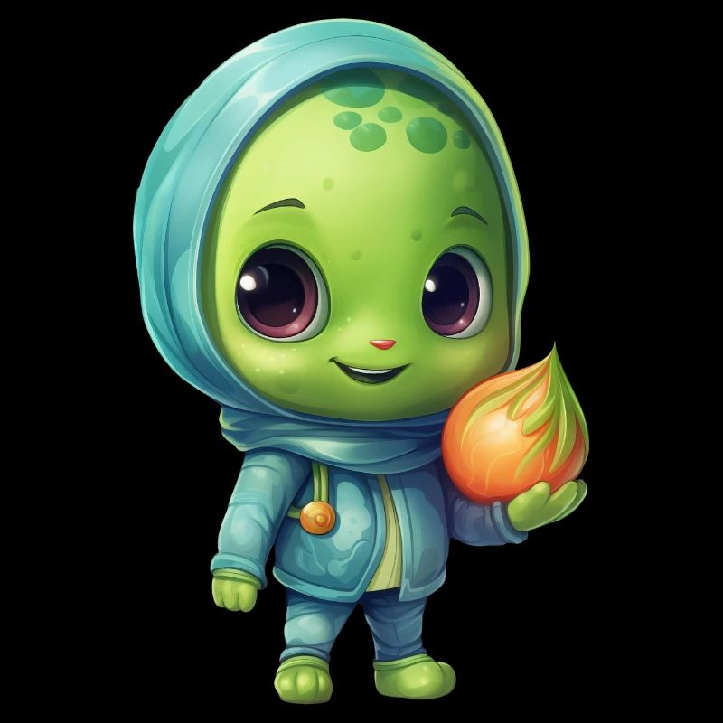 Blue-Pink Alien Skateboarder: Cosmic Tricks
