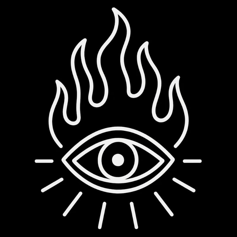 Oeil de feu - Symbole d’art au trait abstrait