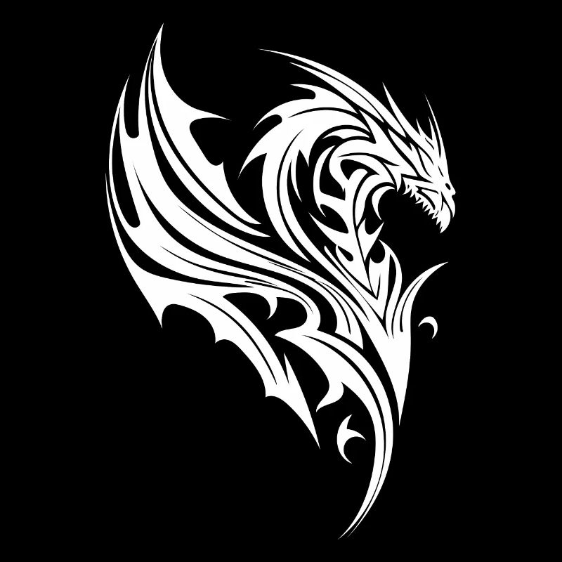 Dragon in tattoo style with wings