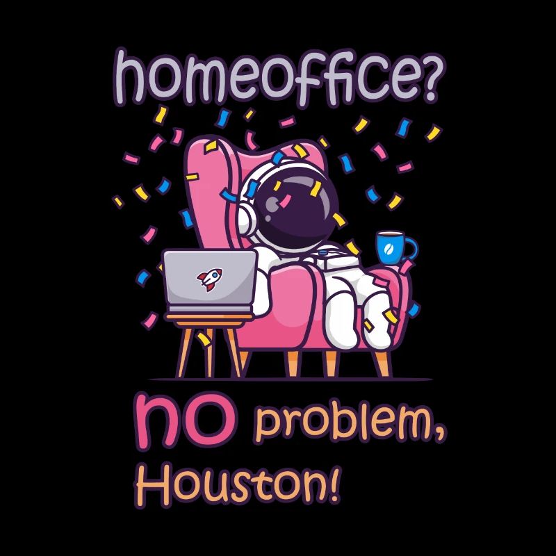 Home office work working astronaut with coffee