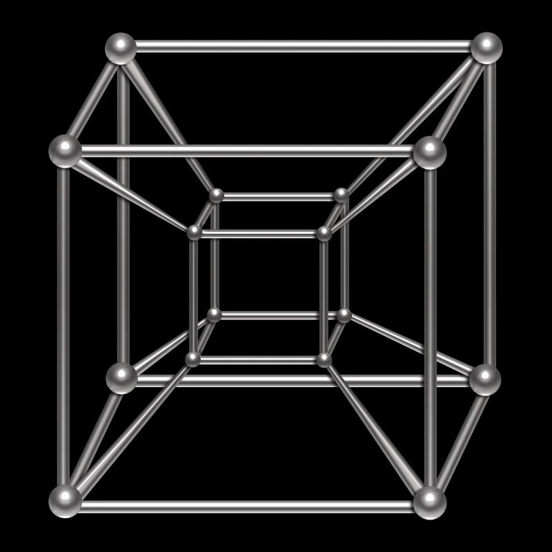 Tesseract, 4D Hypercube, digital silber, Symbol