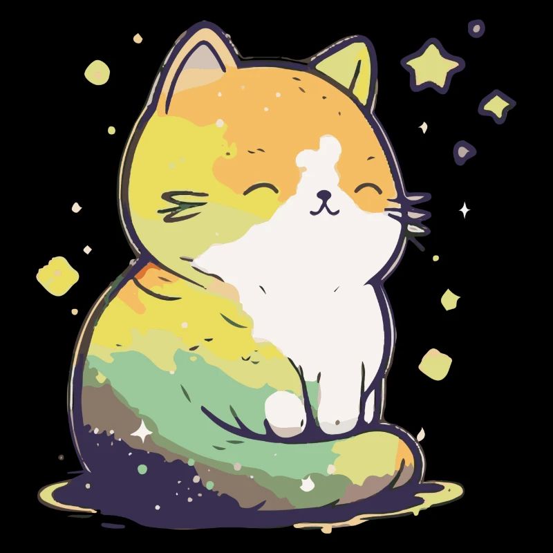 Comic Cute Kawaii Cat Star Kitten Kitten