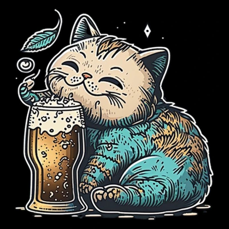 Happy cat with beer