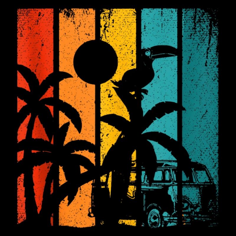 Retro Palm Trees Beach Été