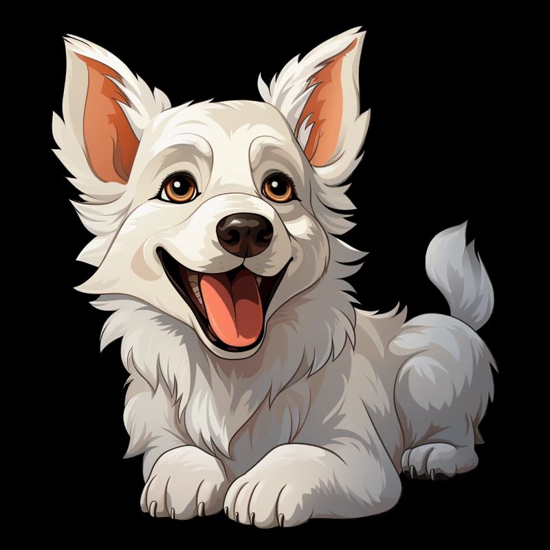 Small Lying White Shepherd Dog