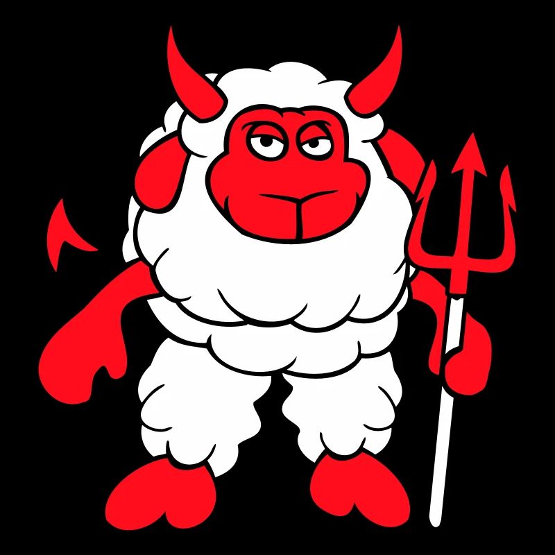 Sheep Devil Satan Hell Evil Trident Horns Cool