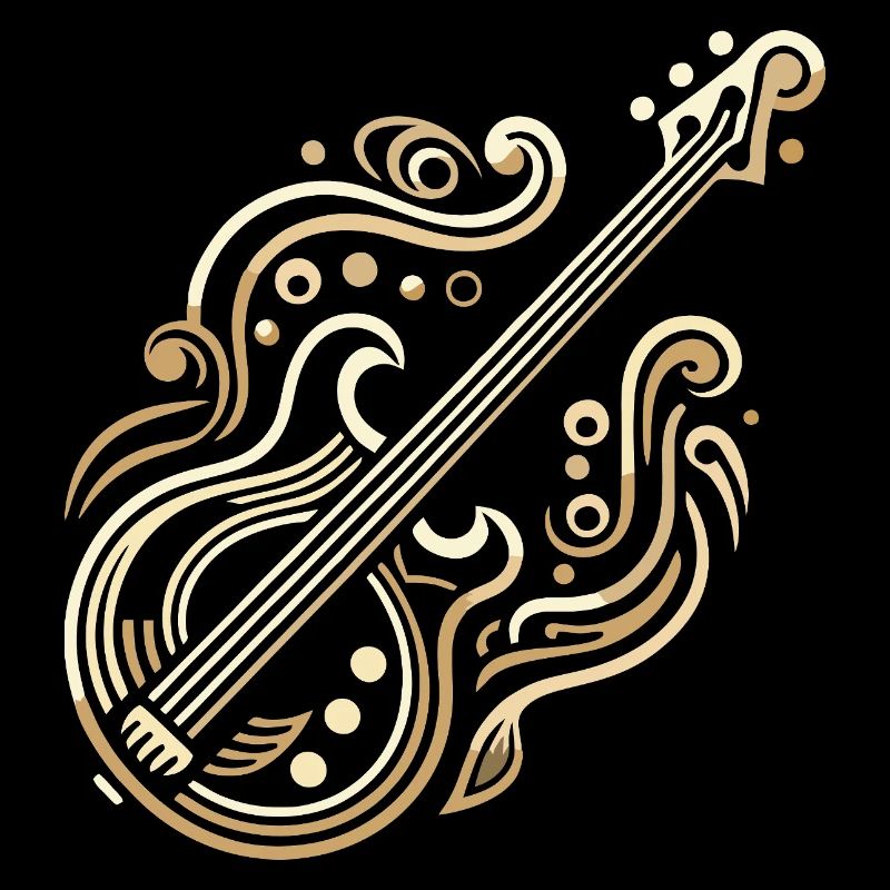 Guitare Basse Art Déco Dorée