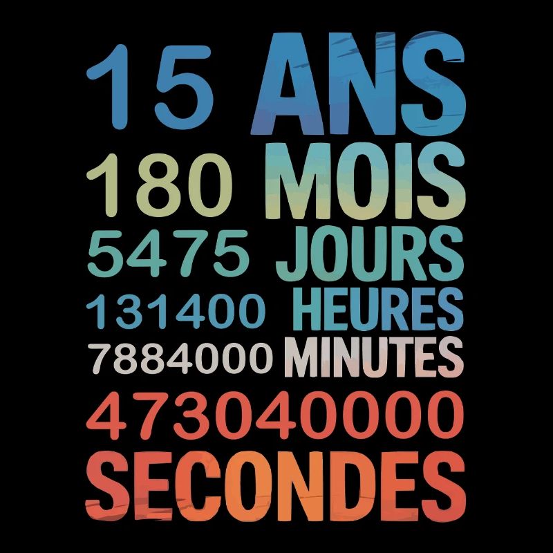 15 Ans en Secondes Design Unique pour Anniversaire