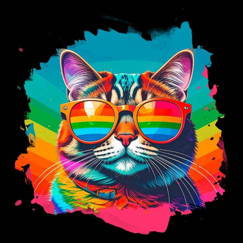 Chat, Lunettes De Soleil, LGTB, Arc-en-ciel, Coloré