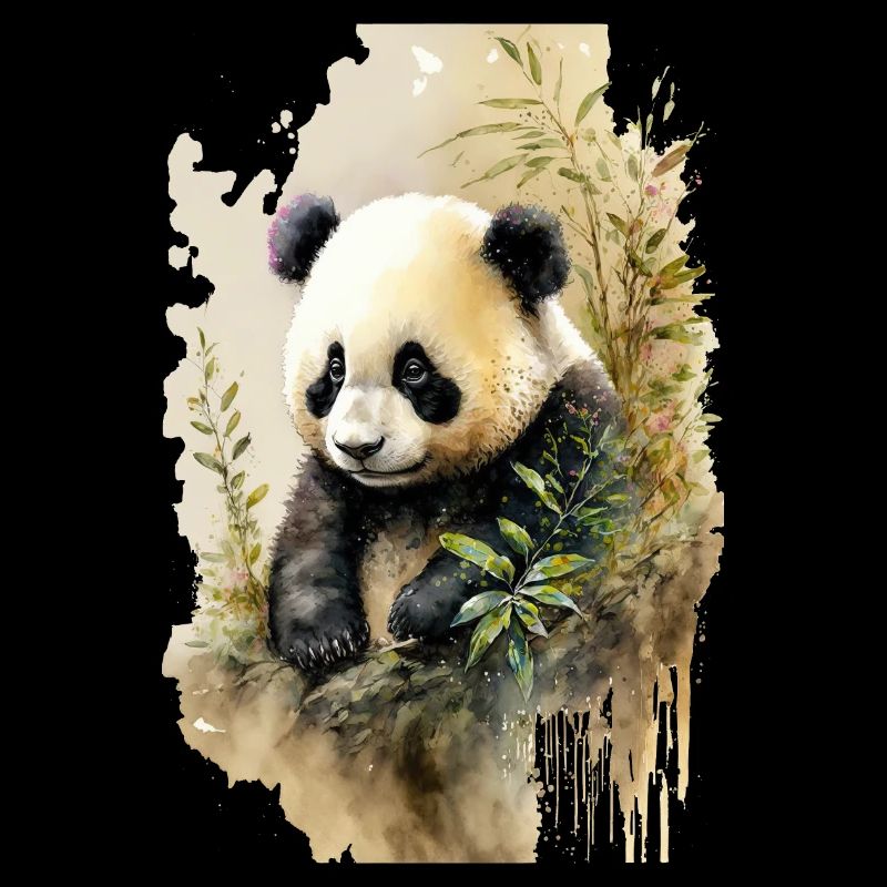 Aquarelle de panda mignon