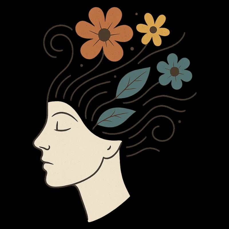 Natur-Illustration mit Blumen und Blättern