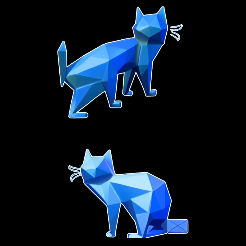 Blue Polygon Cat Duo