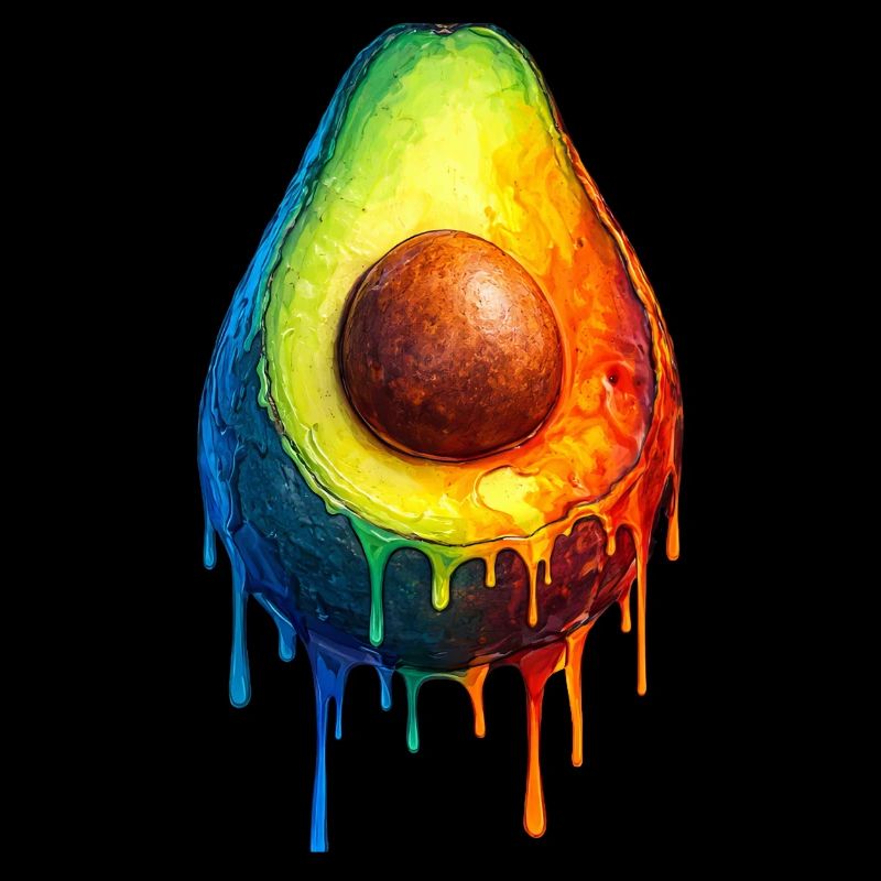 Avocado with a colorful gradient