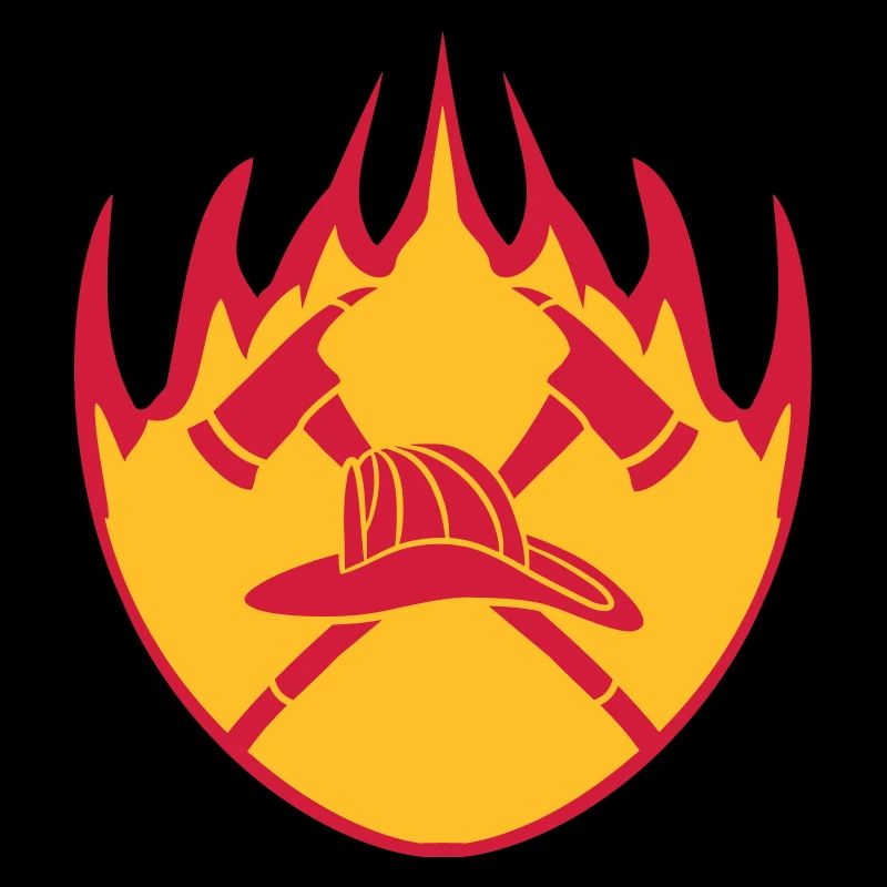 Feuer Flammen Helm 2 Äxte Logo