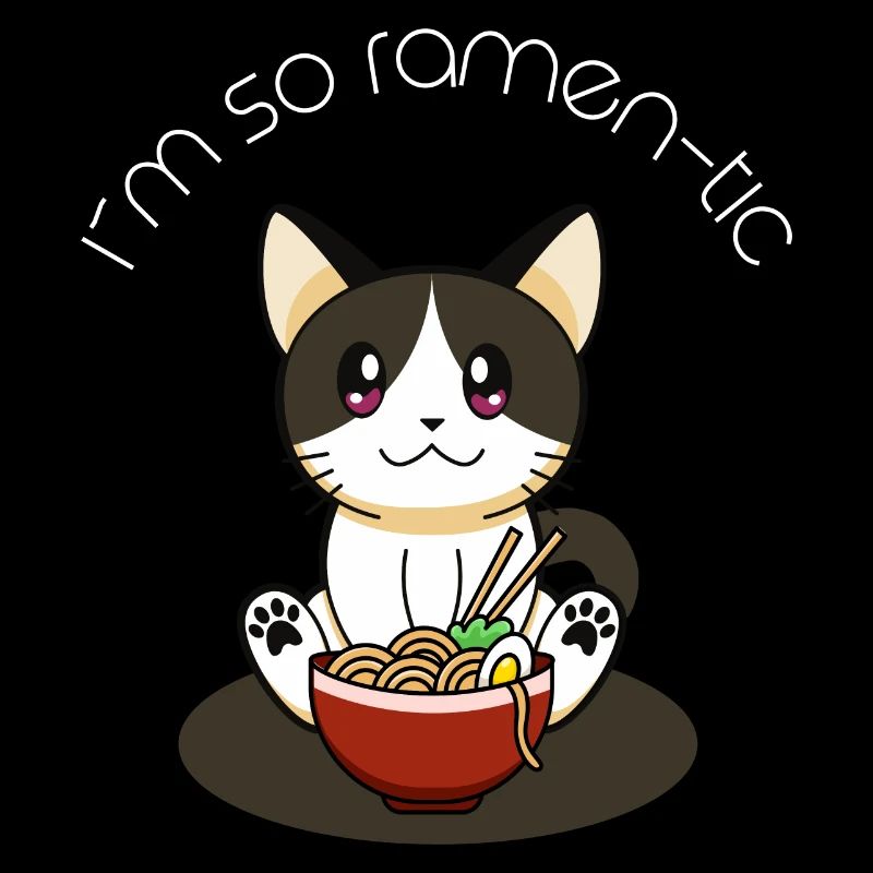 Süße Katze in Comic Stil mit Ramen Japan
