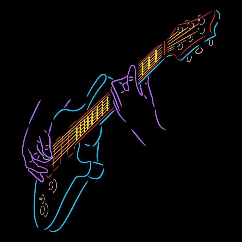 Rainbow guitariste coloré. Guitare électrique.