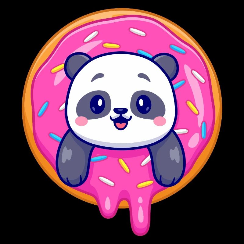 Mignon bébé panda et un joli dounate