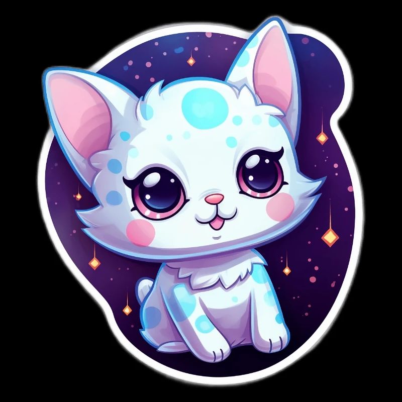 "Kitty Galaxy: Cute Cartoon Floating in Space"