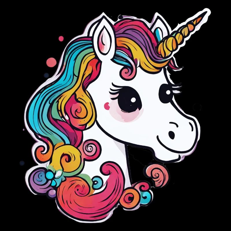 Licorne colorée amicale avec crinière arc-en-ciel