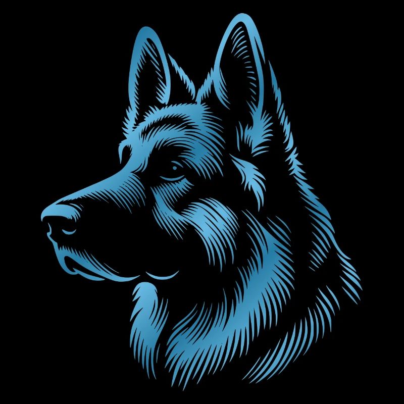 German Shepherd Head Blue