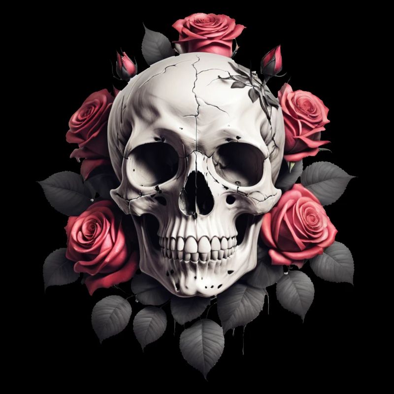 skull with roses