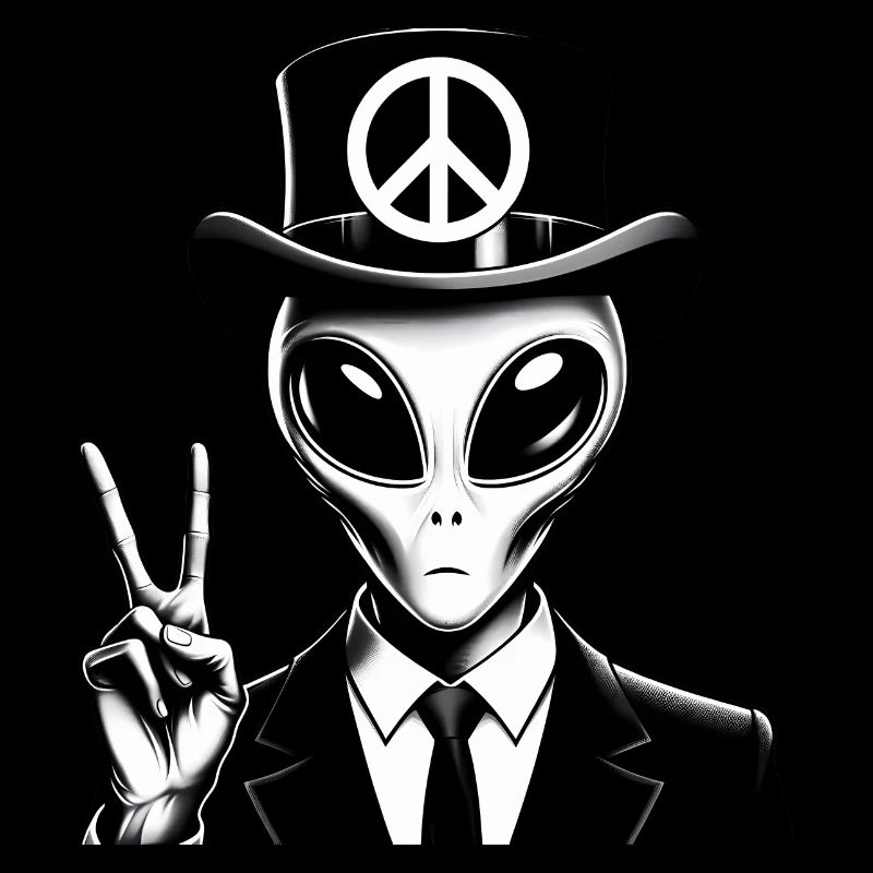 Extraterrestre avec signe de paix