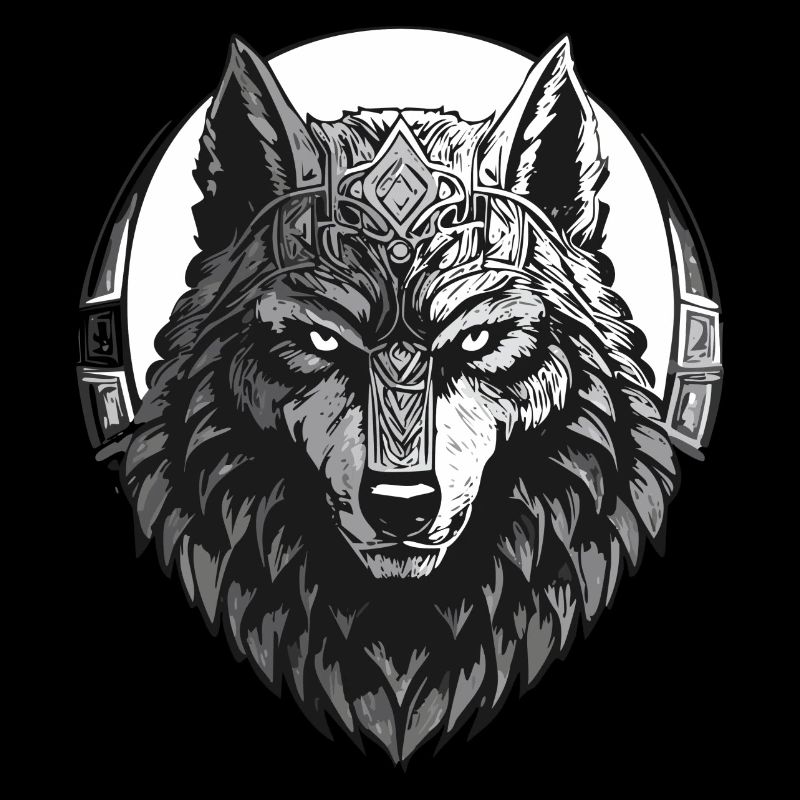 Walhalla Wolf Wölfe Odins Runen Nordischer Kompass