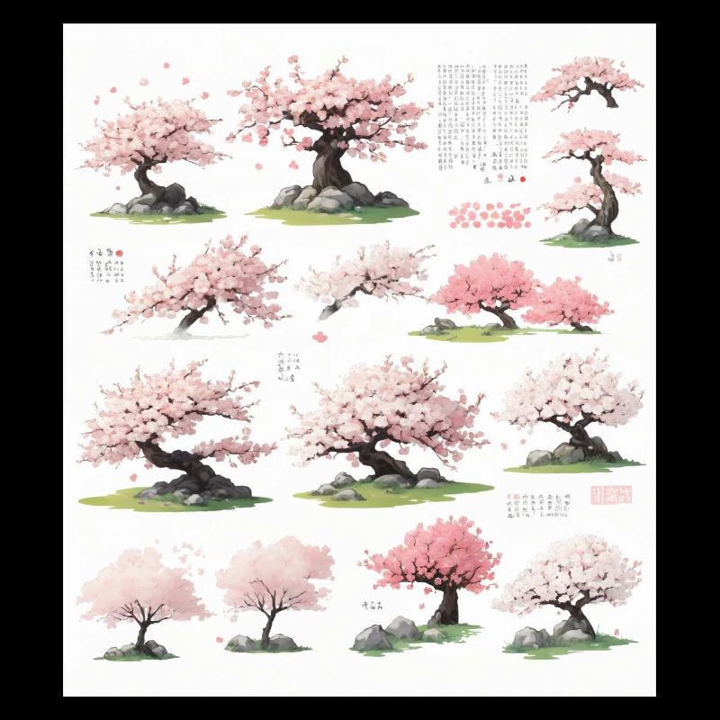 Illustrationen von Kirschbäumen