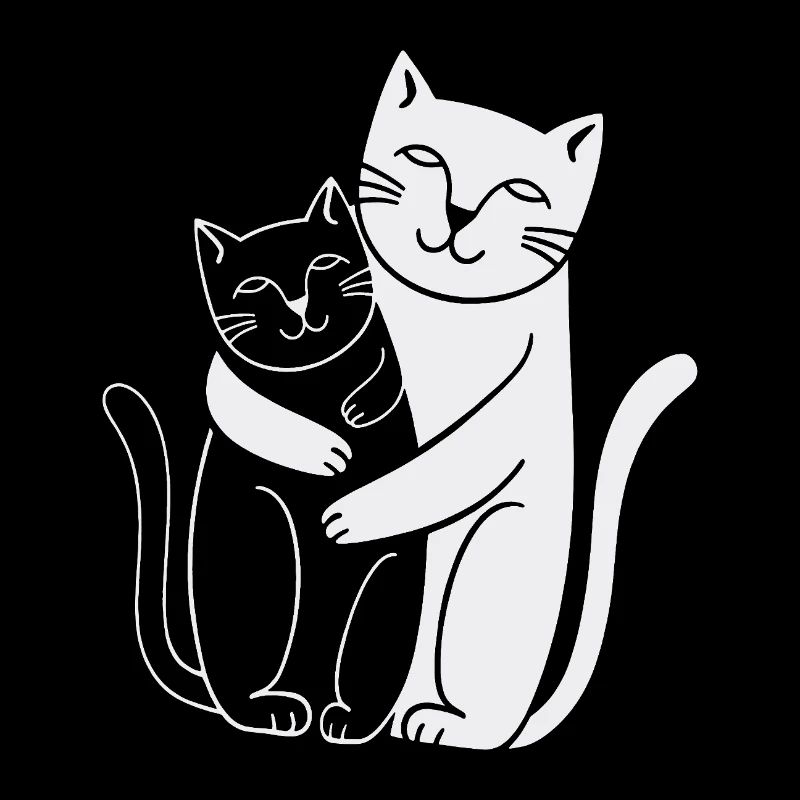 Weiße Katze & Schwarze Katze