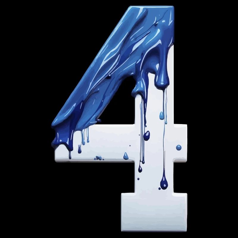 NR. 4 NUMMER 4 BLAU WEIß 4. GEBURTSTAG