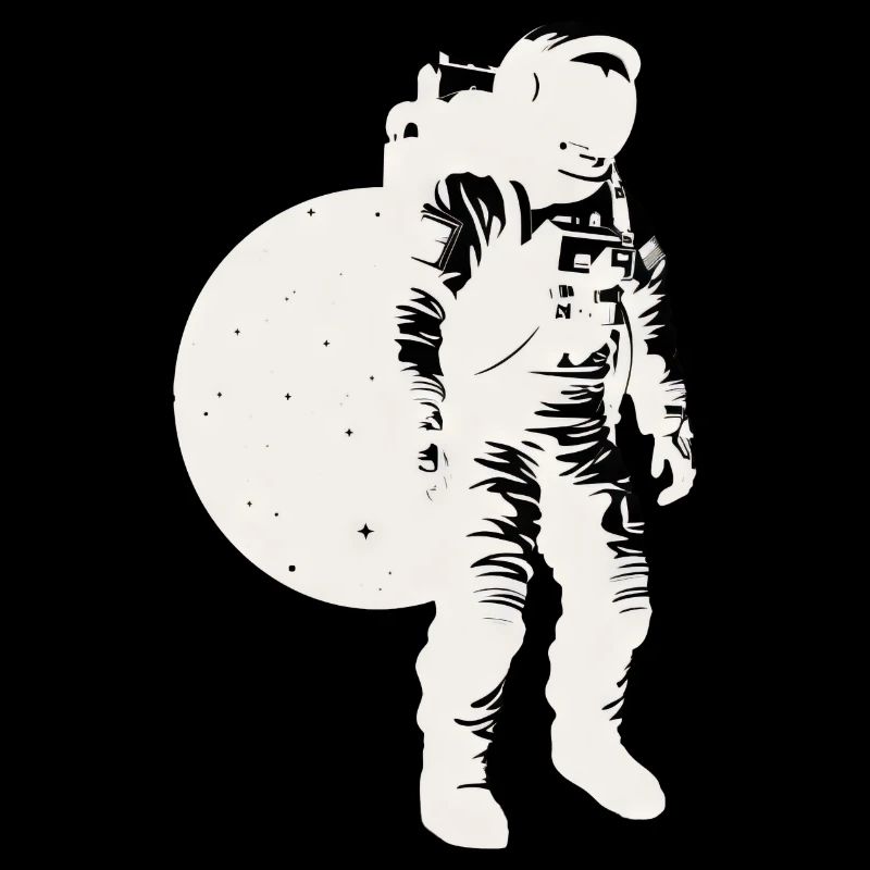 Astronaut silhouette white, moon background